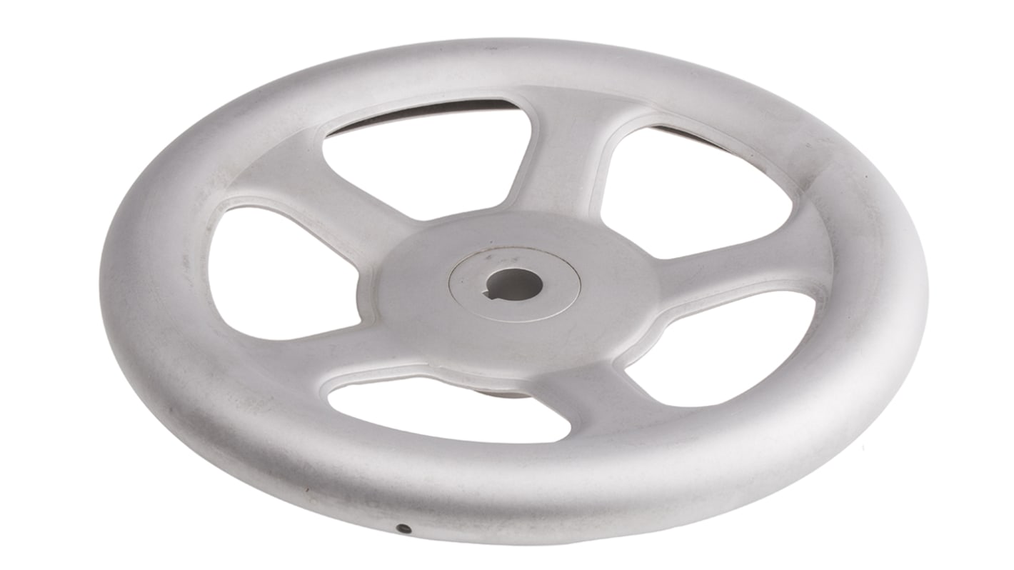 RS PRO Speichen Handrad, Rad ø 250mm, 17mm, 28mm Gebohrte Nabe, Rad Mat. Edelstahl, Silber