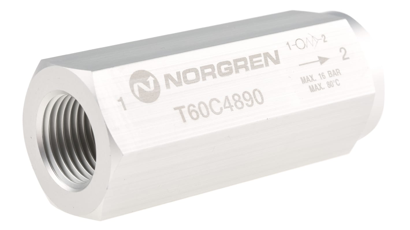 Valvola di intercettazione Norgren, serie T60, in: G 1/2, out: G 1/2, portata 23.2L/s, 16bar max