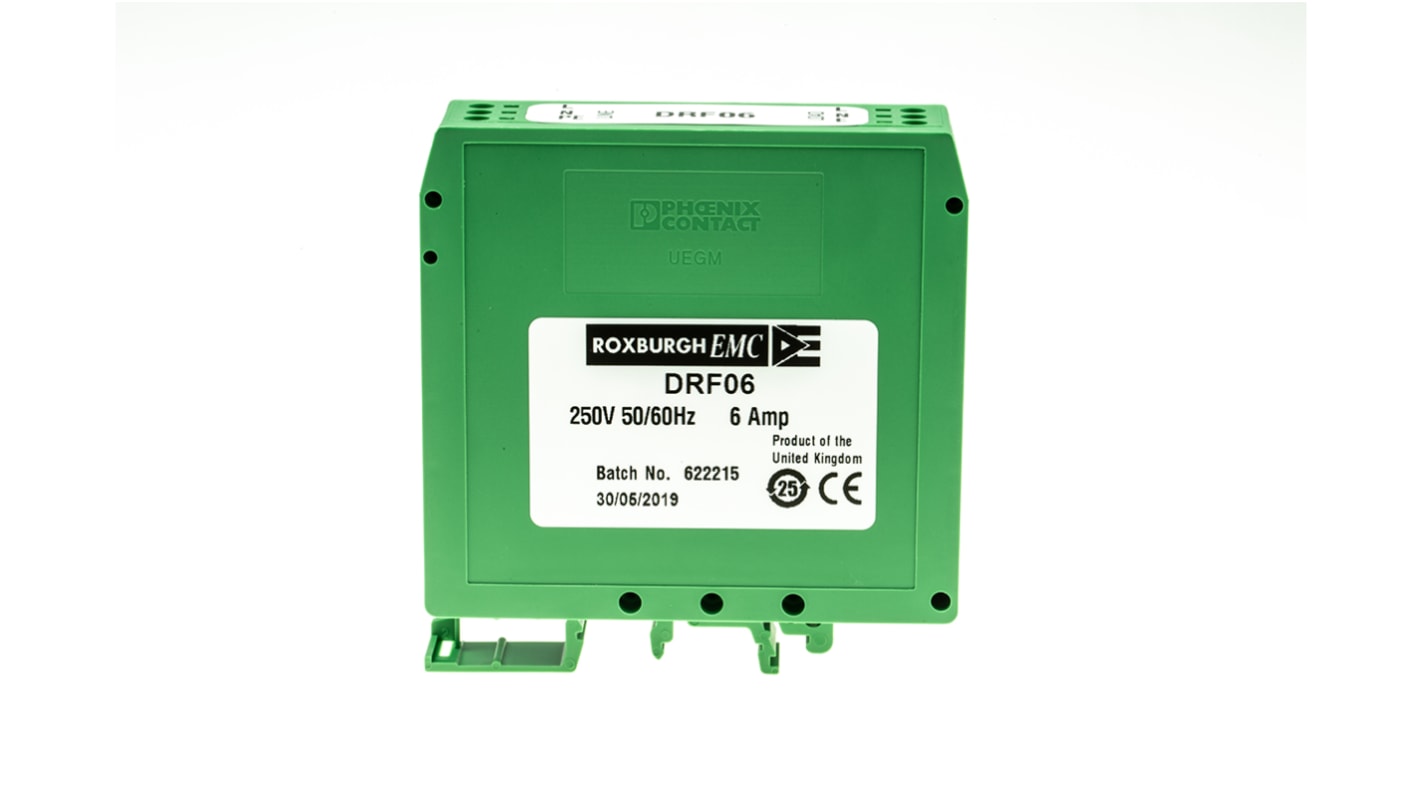 Roxburgh EMC, DRF 6A 250 V ac 0 → 440Hz, DIN Rail RFI Filter, Screw, Single Phase