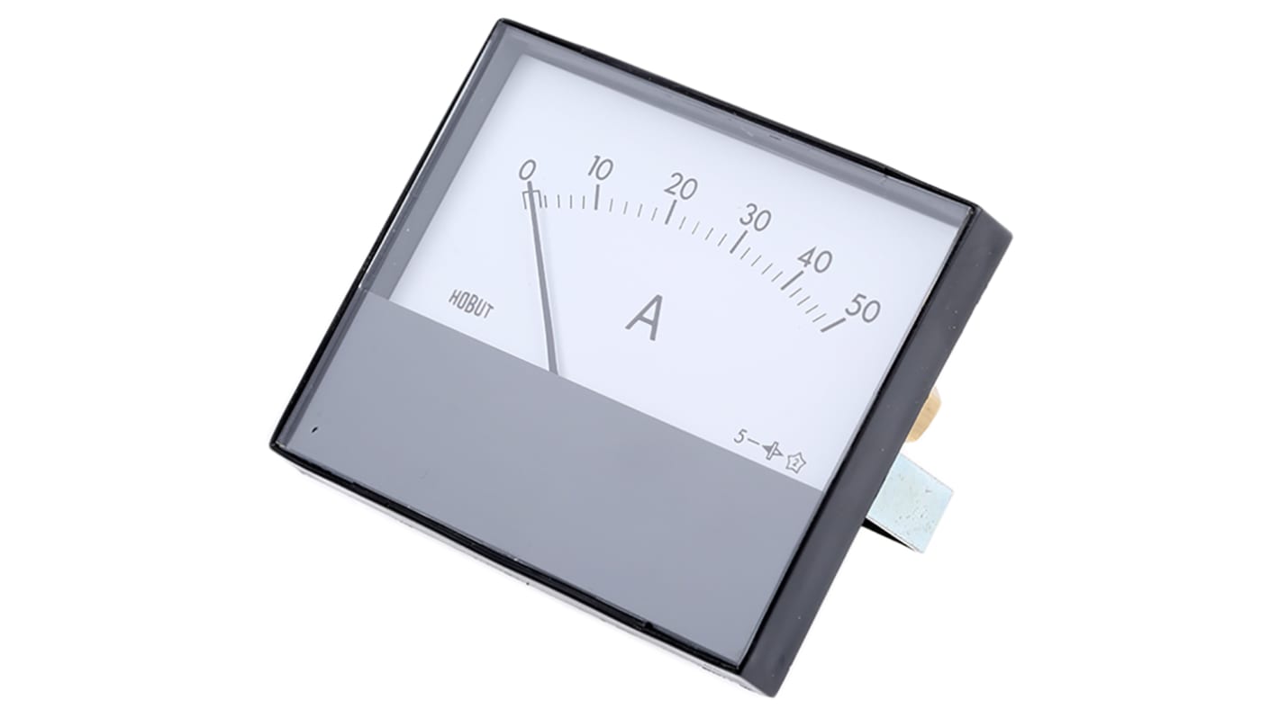 HOBUT R68M Analogue Panel Ammeter 50A DC, 63.5mm x 62.5mm, ±8 % Moving Magnet