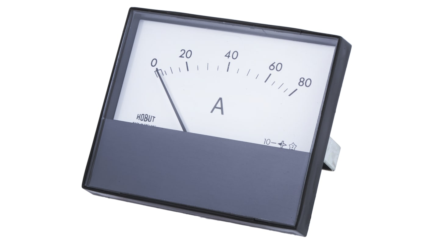 HOBUT R68M Analogue Panel Ammeter 80A DC, 63.5mm x 62.5mm, ±8 % Moving Magnet