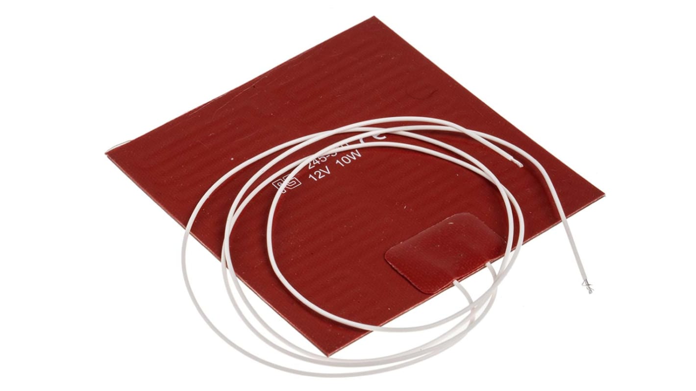 RS PRO Silicone Heater Mat, 10 W, 100 x 100mm, 12 V dc