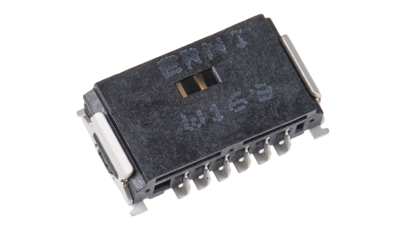 ERNI MiniBridge Series Right Angle Surface Mount PCB Header, 6 Contact(s), 1.27mm Pitch, 1 Row(s), Shrouded