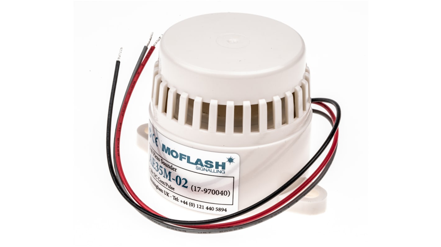 Avertisseur sonore Blanc Moflash série AE35M, 12 V, 24 V, 100dB IP30