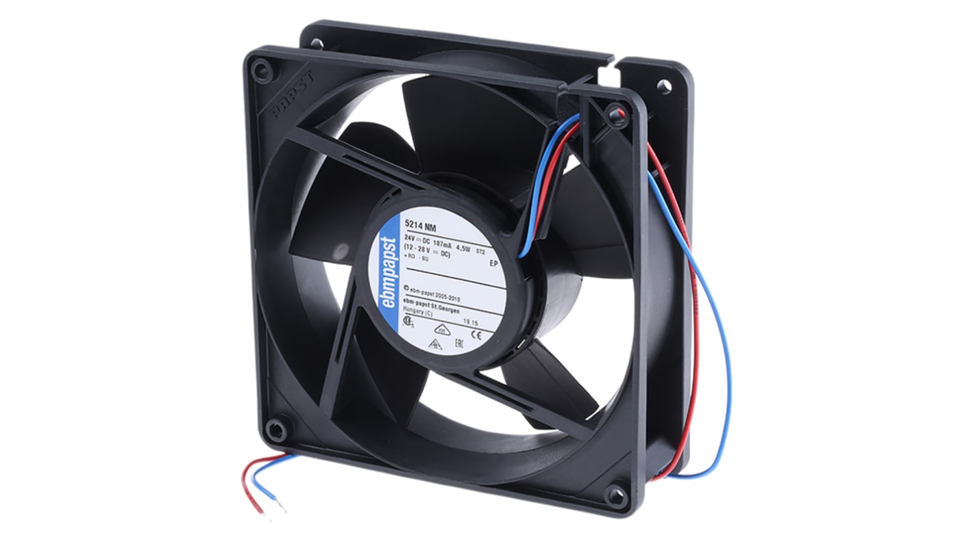 Ventilateur axial 5200 N ebm-papst 24 V dc, 187m³/h, 127 x 127 x 38mm, 4.6W