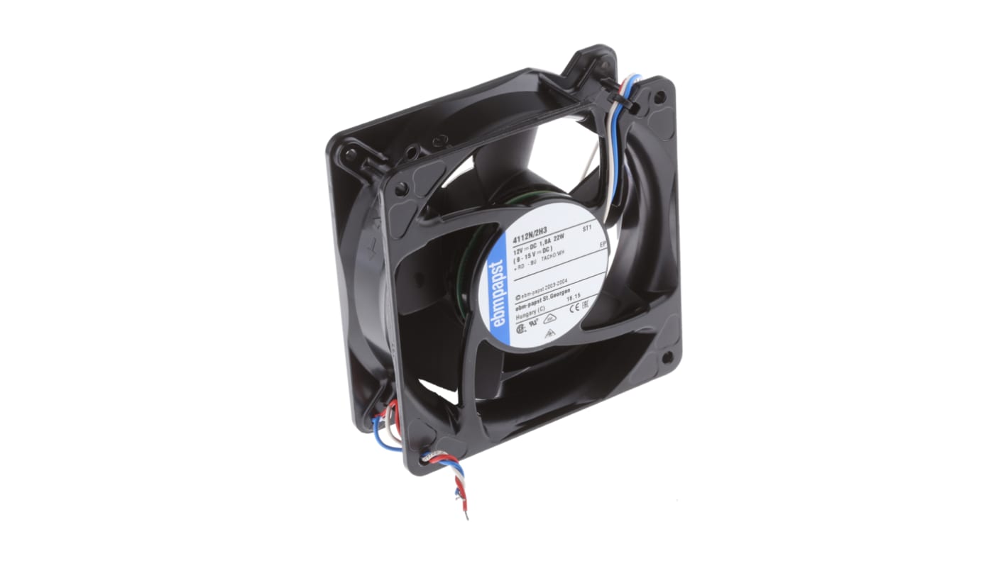 Ventilador Axial ebm-papst 4100 NH3 - S-Force de 119 x 119 x 38mm, 12 V dc, 21.6W, 6000rpm, caudal 310m³/h, 65dB,