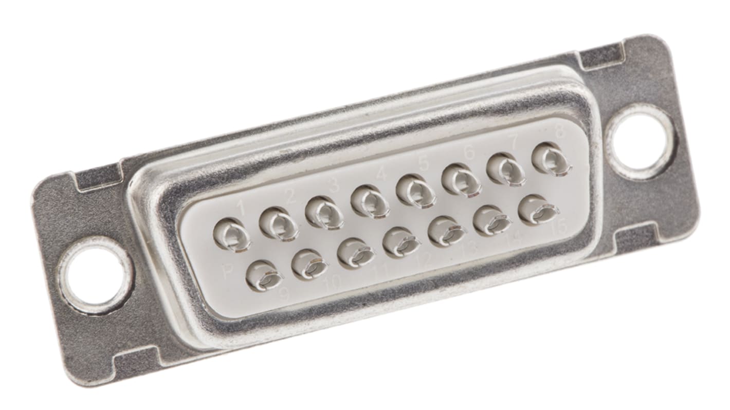 Amphenol ICC 15 Way Panel Mount D-sub Connector Socket, 2.74mm Pitch