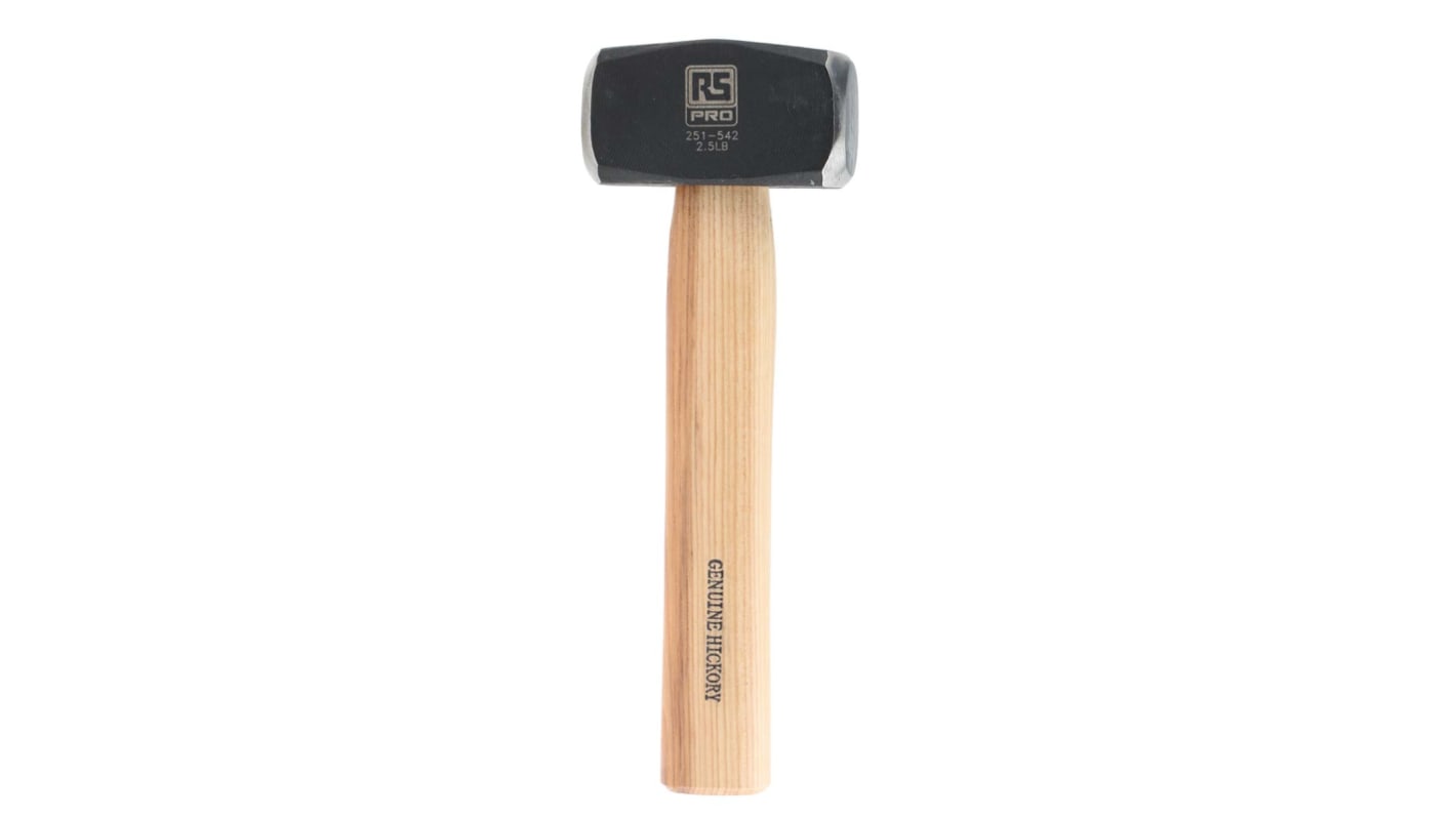 RS PRO Medium Carbon Steel Lump Hammer with Wood Handle, 1.1kg