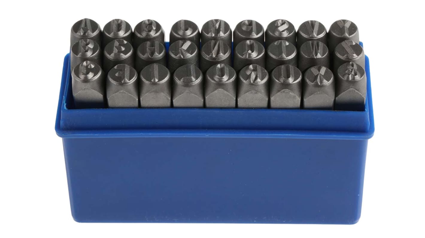 RS PRO 8mm x 27 Piece Engraving Punch Set, (Letters A → Z, (&)) RS