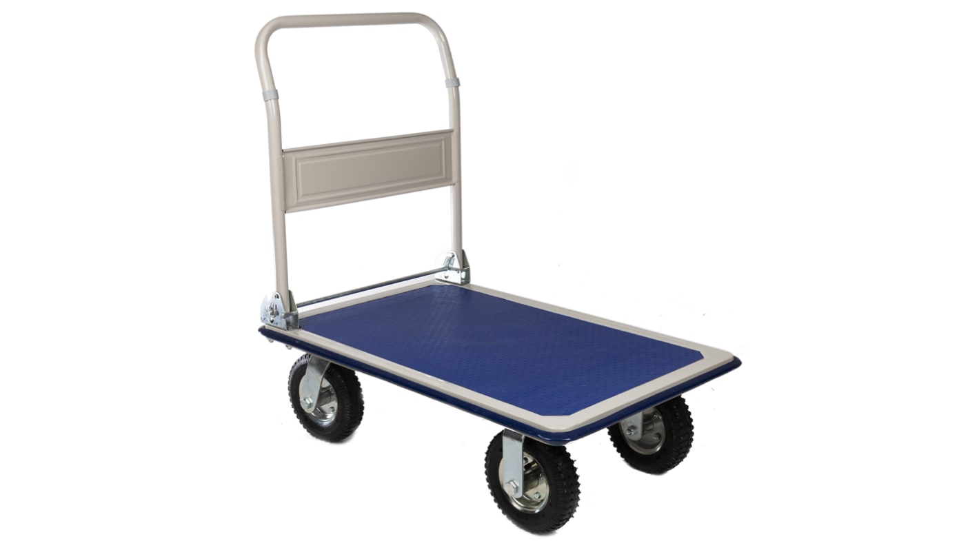 RS PRO Foldable Flatbed Steel Platform Trolley, 956 x 608 x 907mm, 300kg Load