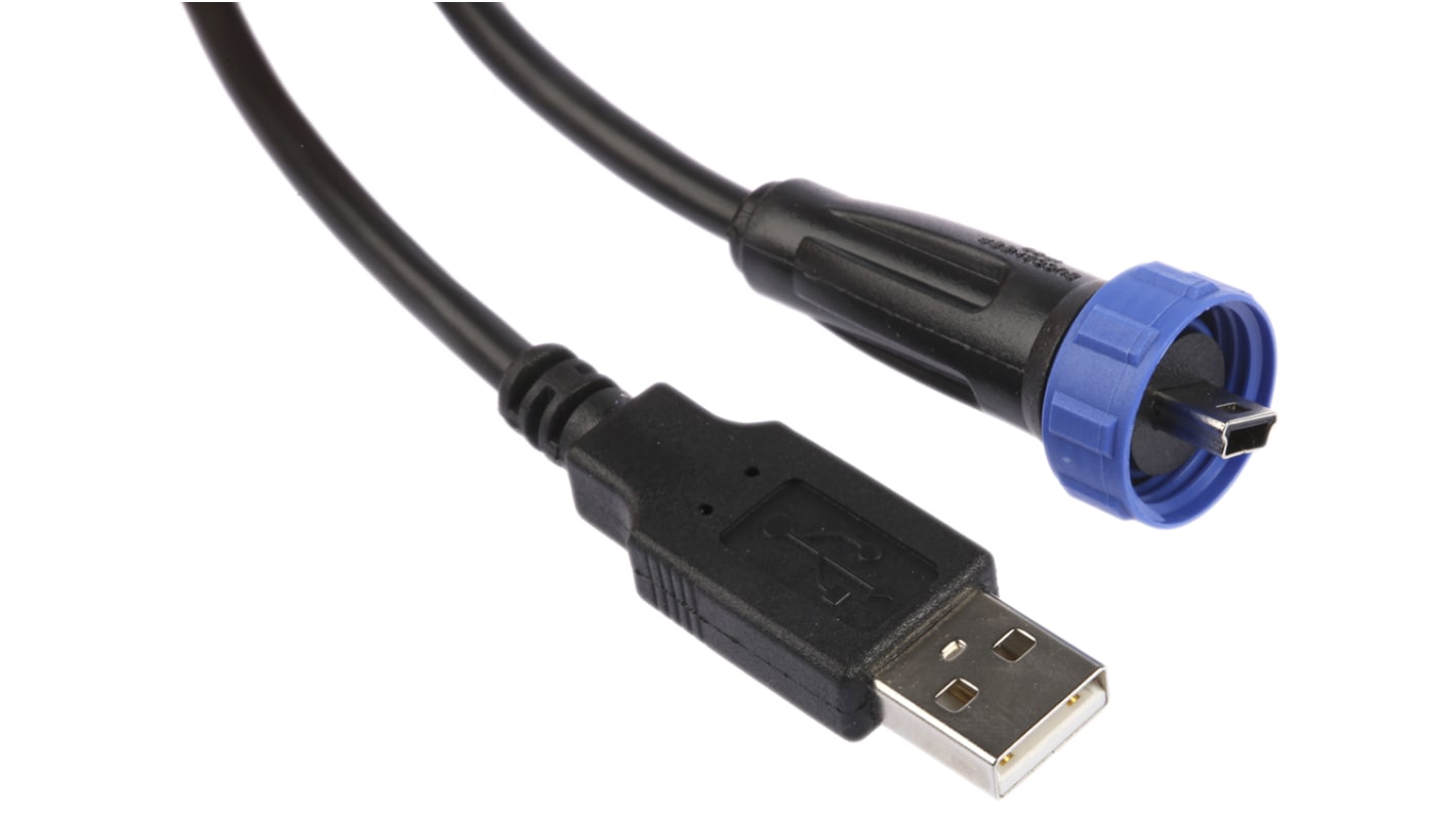 PX0441/2M00 Bulgin USB 2.0 Cable, Male Mini USB B to Male USB A Cable