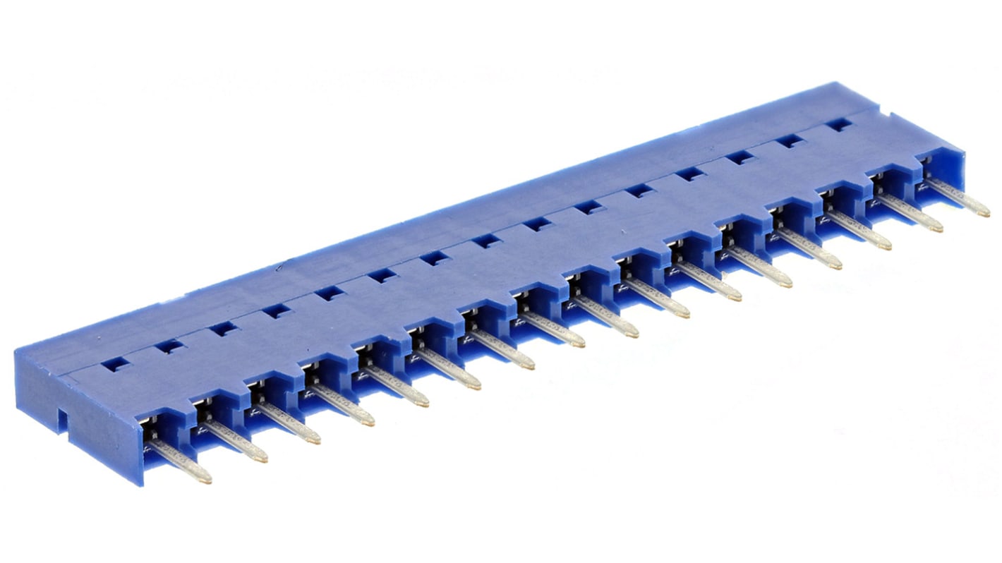 Conector hembra para PCB Amphenol ICC serie Dubox, de 16 vías en 1 fila, paso 2.54mm, 1 kV, 12A, Montaje en orificio