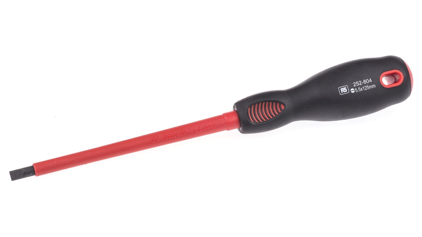 RS PRO Flat Insulated Screwdriver, 5.5 mm Tip, 125 mm Blade, VDE/1000V