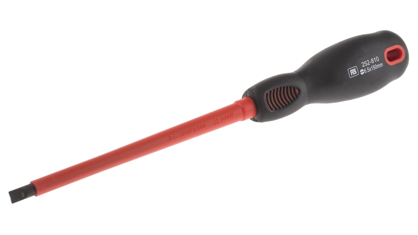 RS PRO Slotted Insulated Screwdriver, 6.5 mm Tip, 150 mm Blade, VDE/1000V