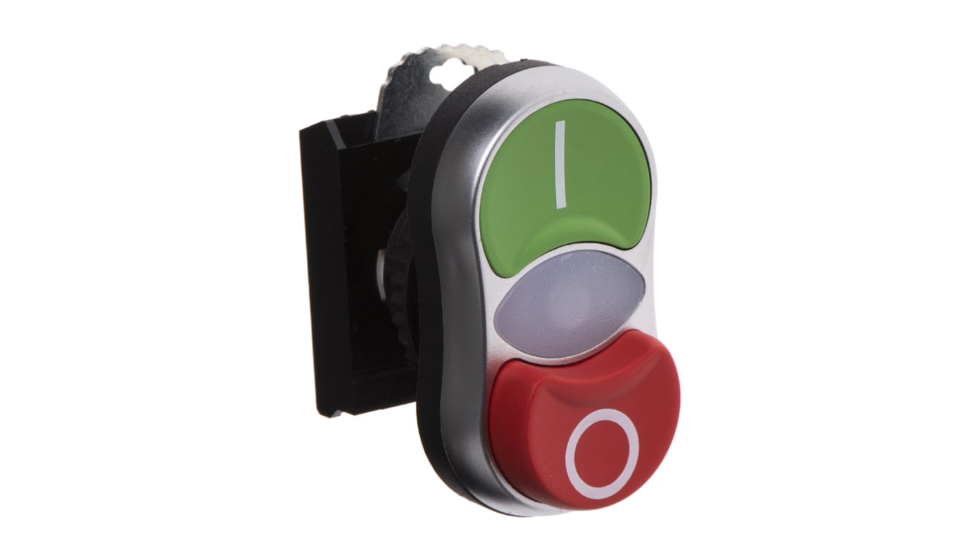 BACO Green, Red Illuminated Spring Return Push Button Head, 22mm Cutout, IP66