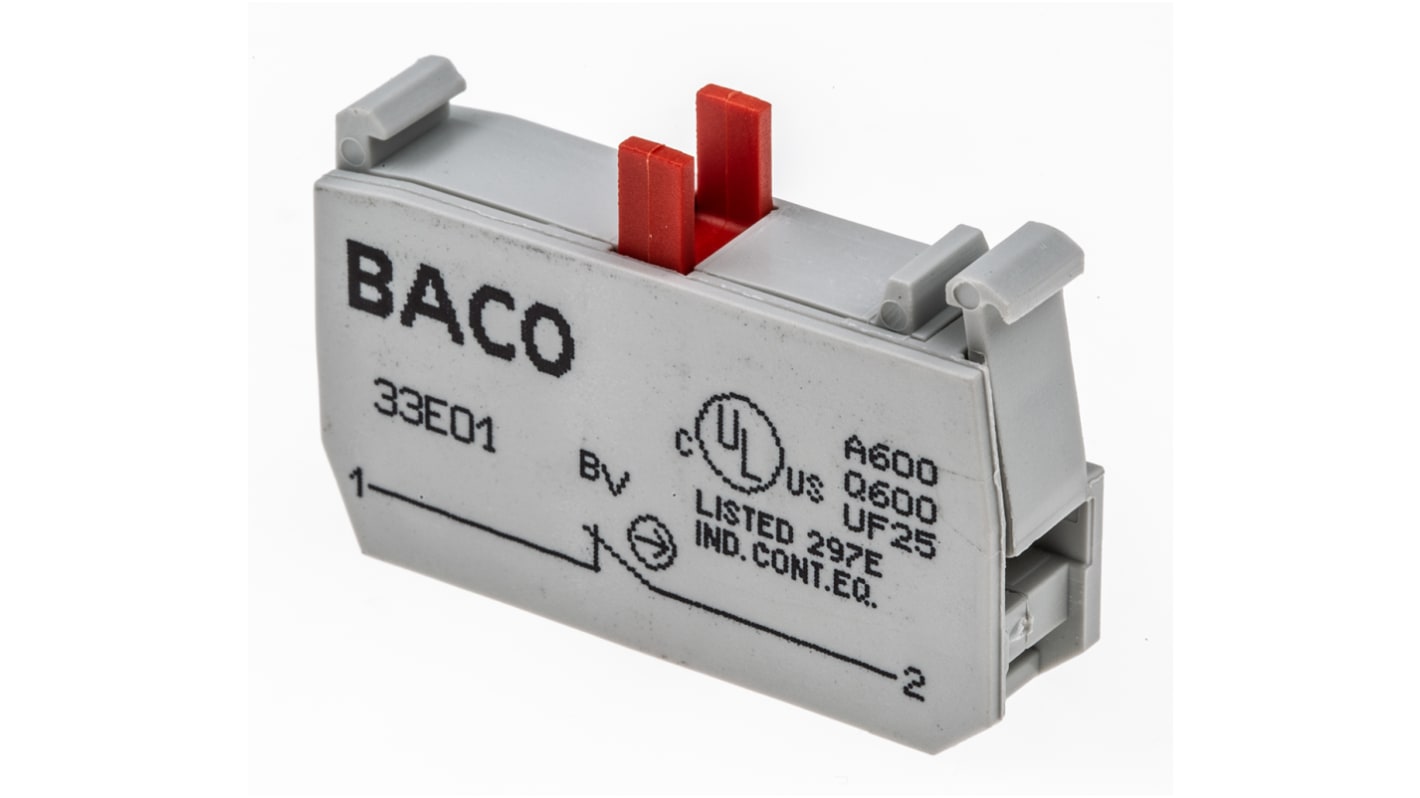 BACO Kontaktblok, 1 bryde 600V, Terminering: Skrue