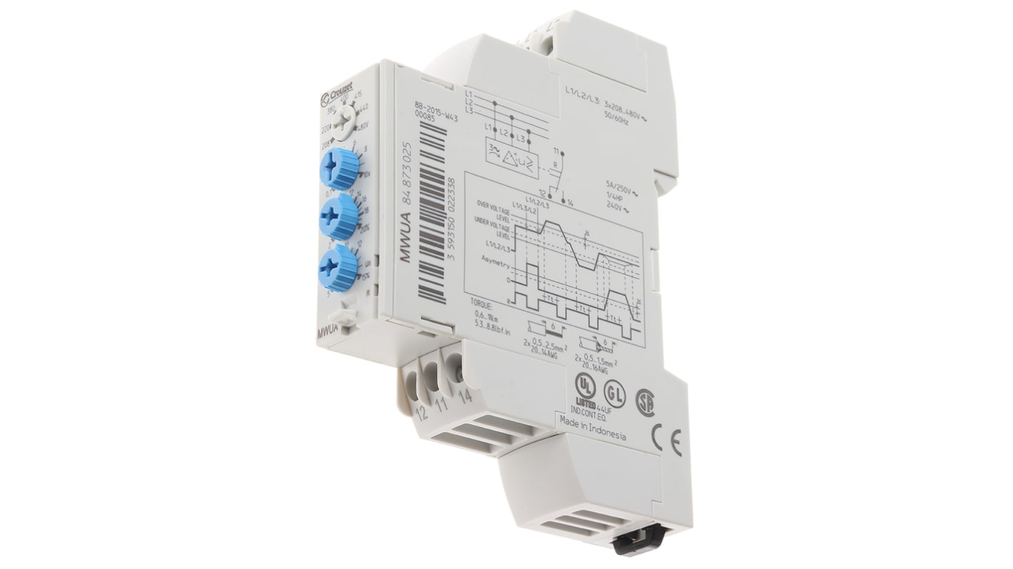 84873025 Crouzet Phase, Voltage Monitoring Relay, 3 Phase, SPDT, 183