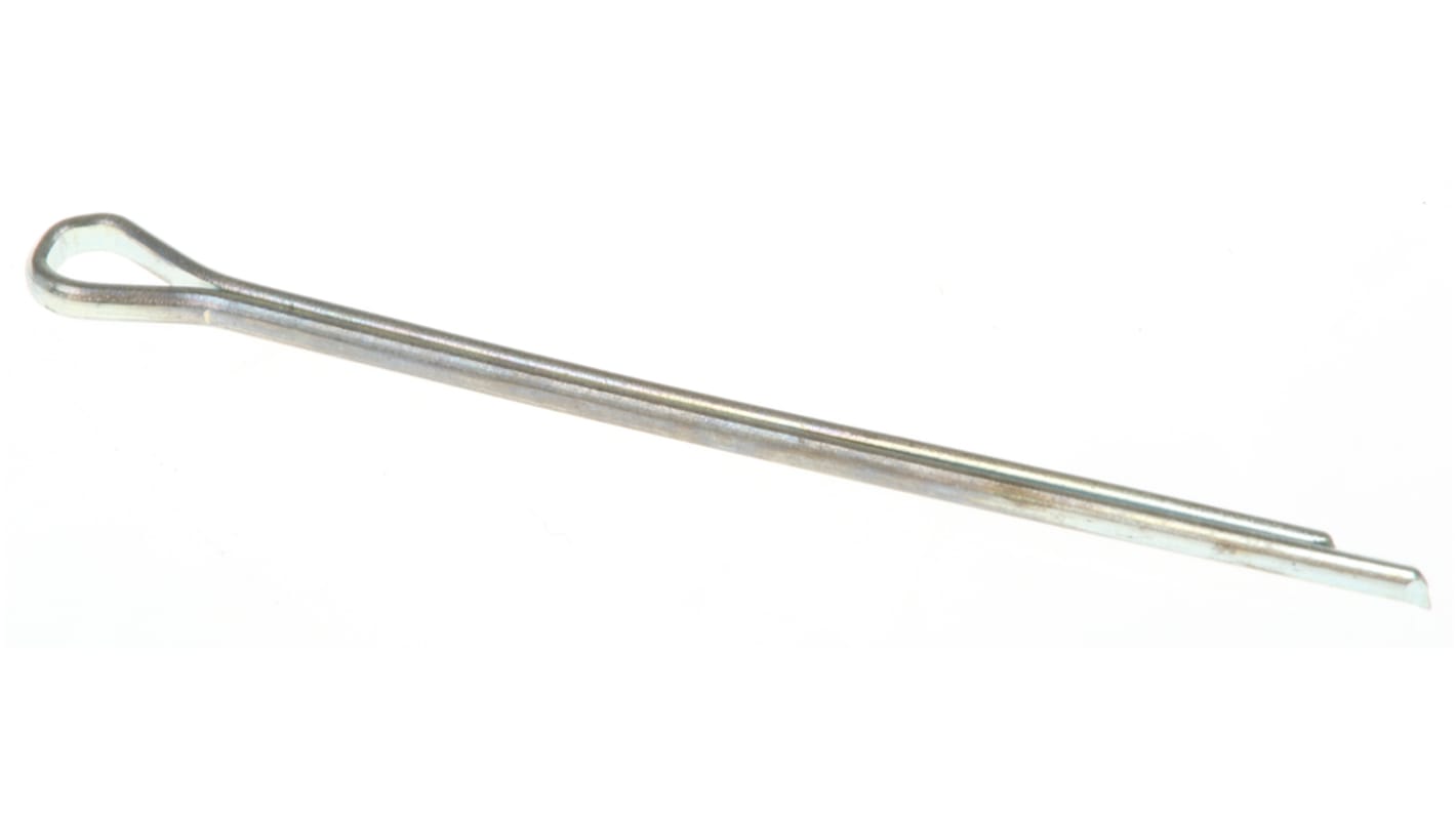 RS PRO 25.4mm Bright Zinc Plated Steel Split Pin, 1.2mm Diameter RS