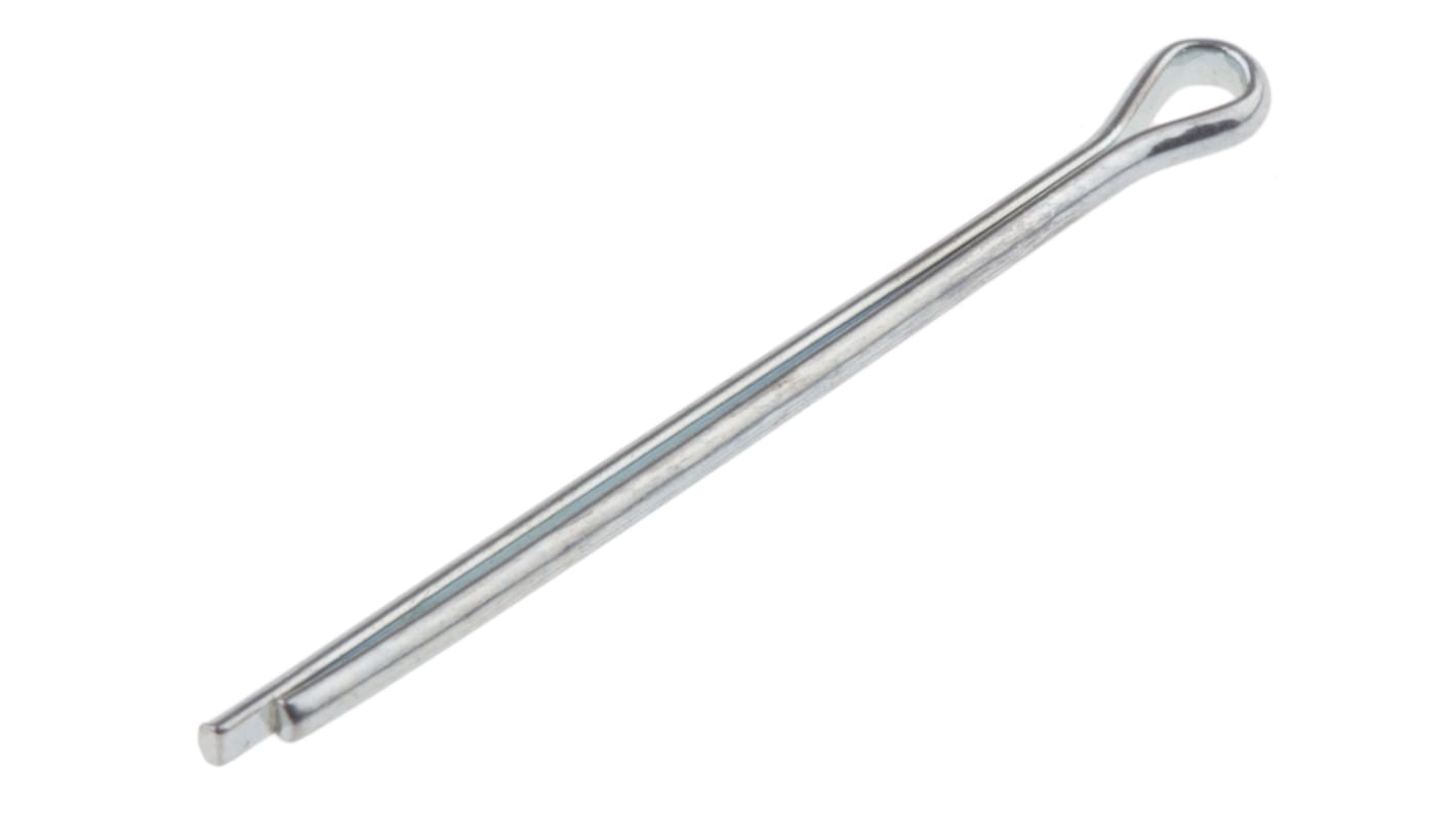 RS PRO 25.4mm Bright Zinc Plated Steel Split Pin, 1.6mm Diameter