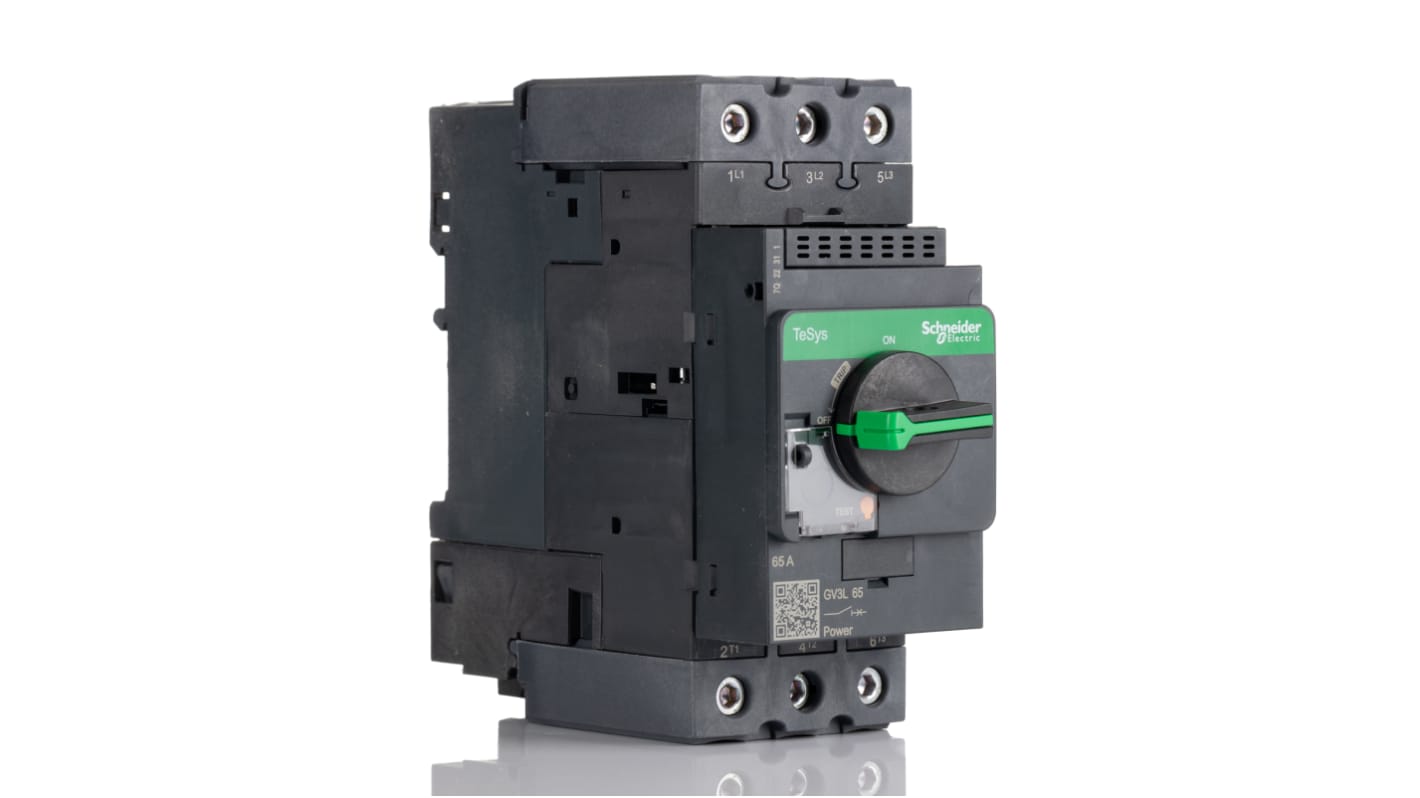 Schneider Electric TeSys Thermal Circuit Breaker - GV3 3 Pole 690V Voltage Rating DIN Rail Mount, 65A Current Rating