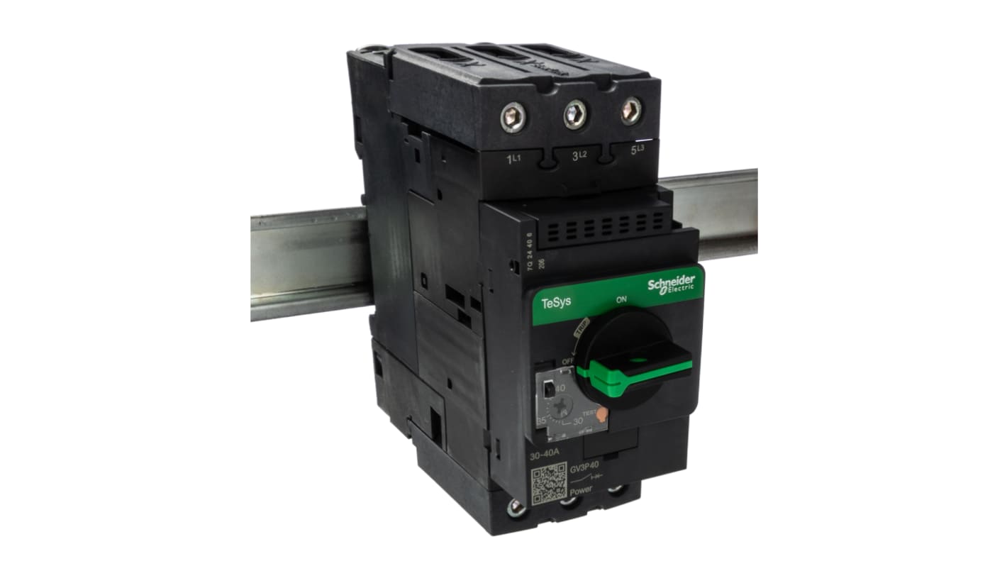 Schneider Electric TeSys Thermal Circuit Breaker - GV3 3 Pole 690V Voltage Rating DIN Rail Mount, 40A Current Rating