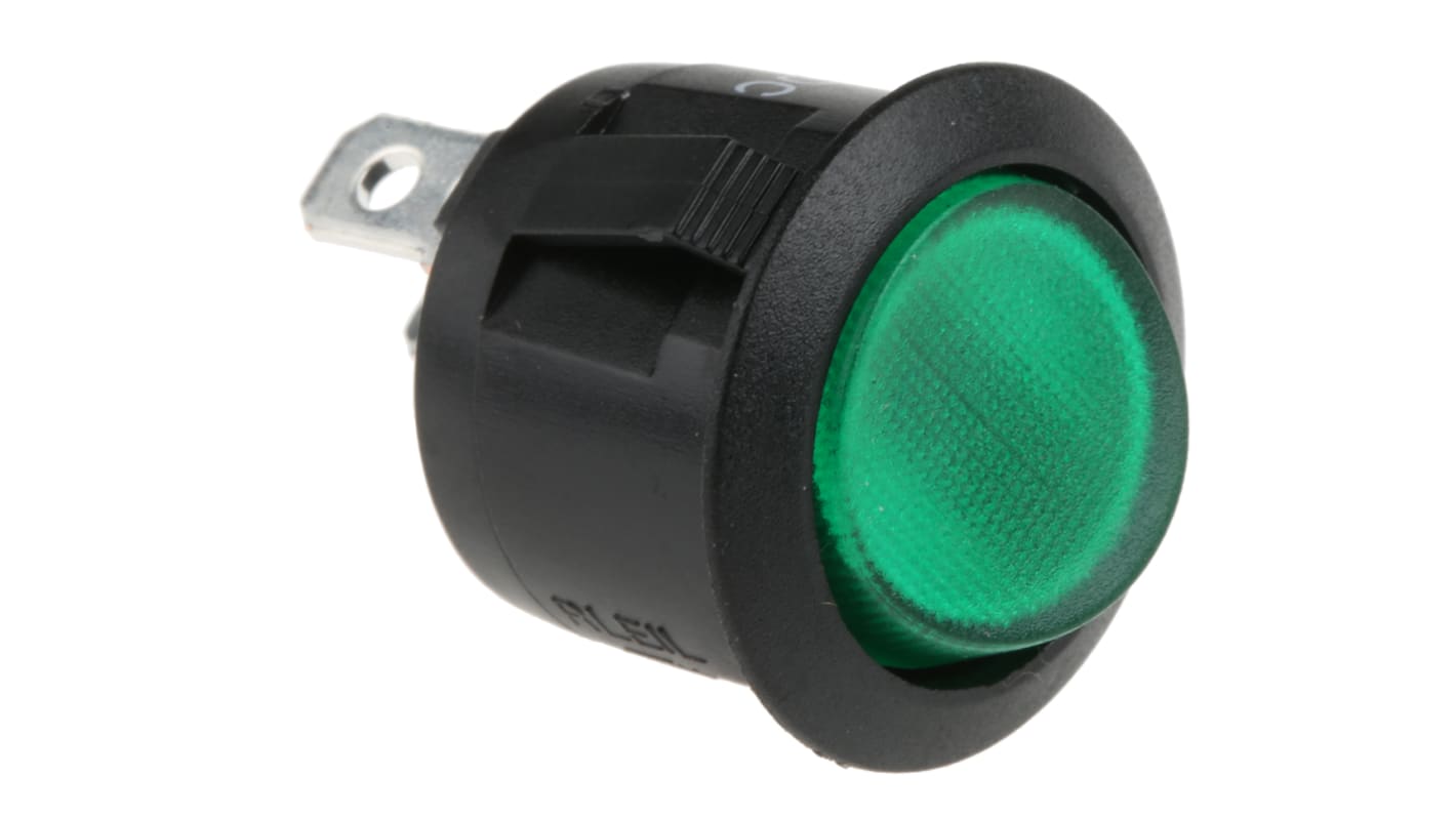 Interruttore a bilanciere RS PRO, SPST, On-Off Illuminato, Verde