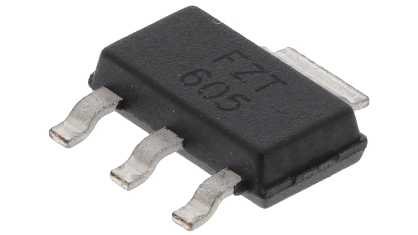 Diodes Inc FZT605TA NPN Darlington Transistor, 1.5 A 120 V HFE500, 3 + TabPin SOT223 RS