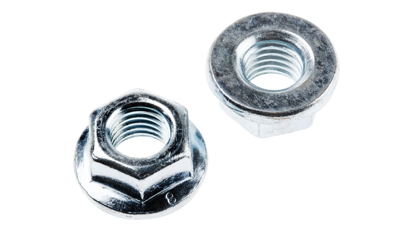 Tuerca hexagonal con reborde M12 RS PRO de acero Galvanizado brillante, alt. 12mm