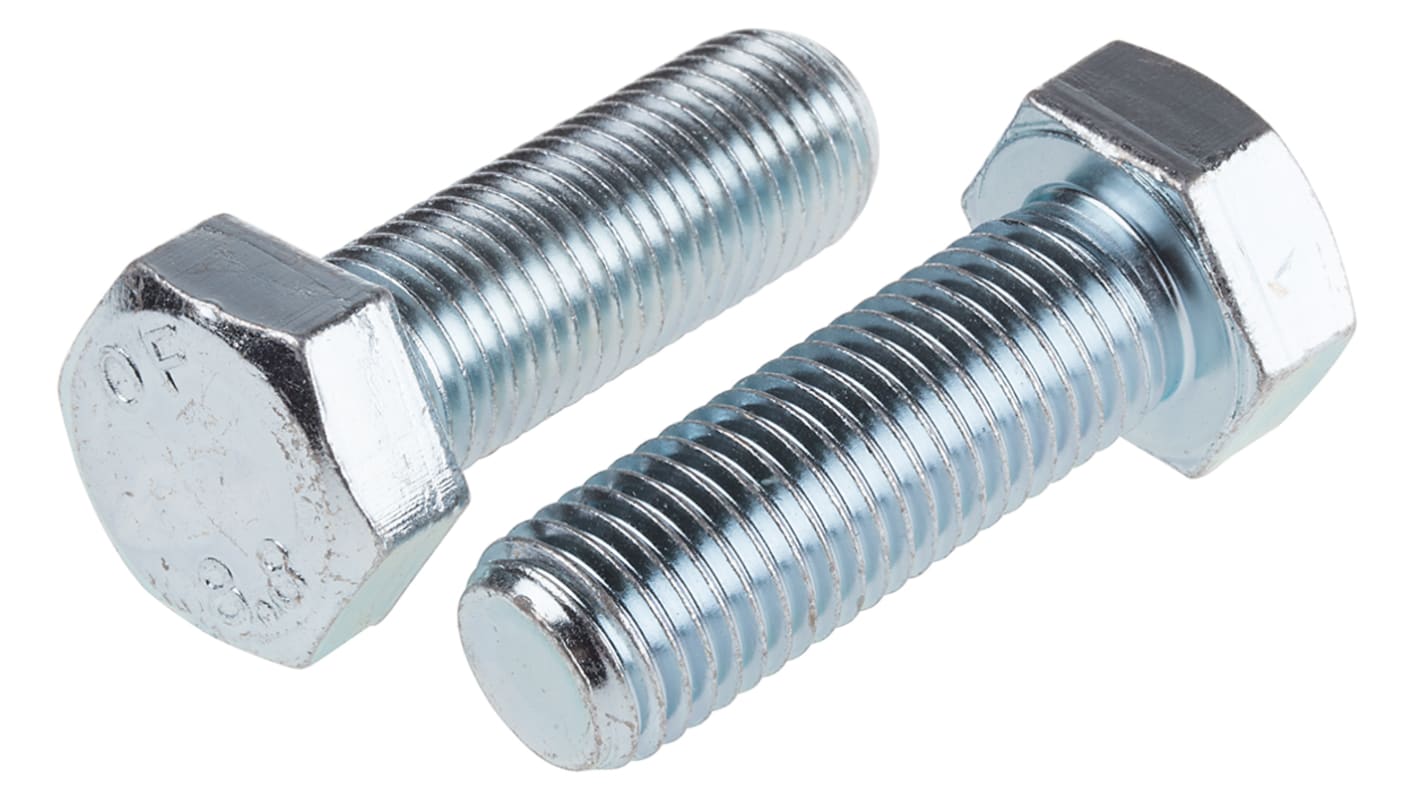 Clear Passivated, Zinc Steel Hex, Hex Bolt, M20 x 60mm