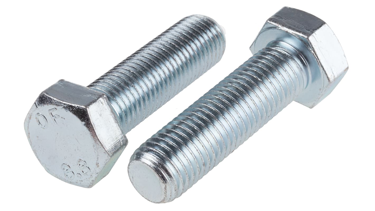 Clear Passivated, Zinc Steel Hex, Hex Bolt, M20 x 70mm