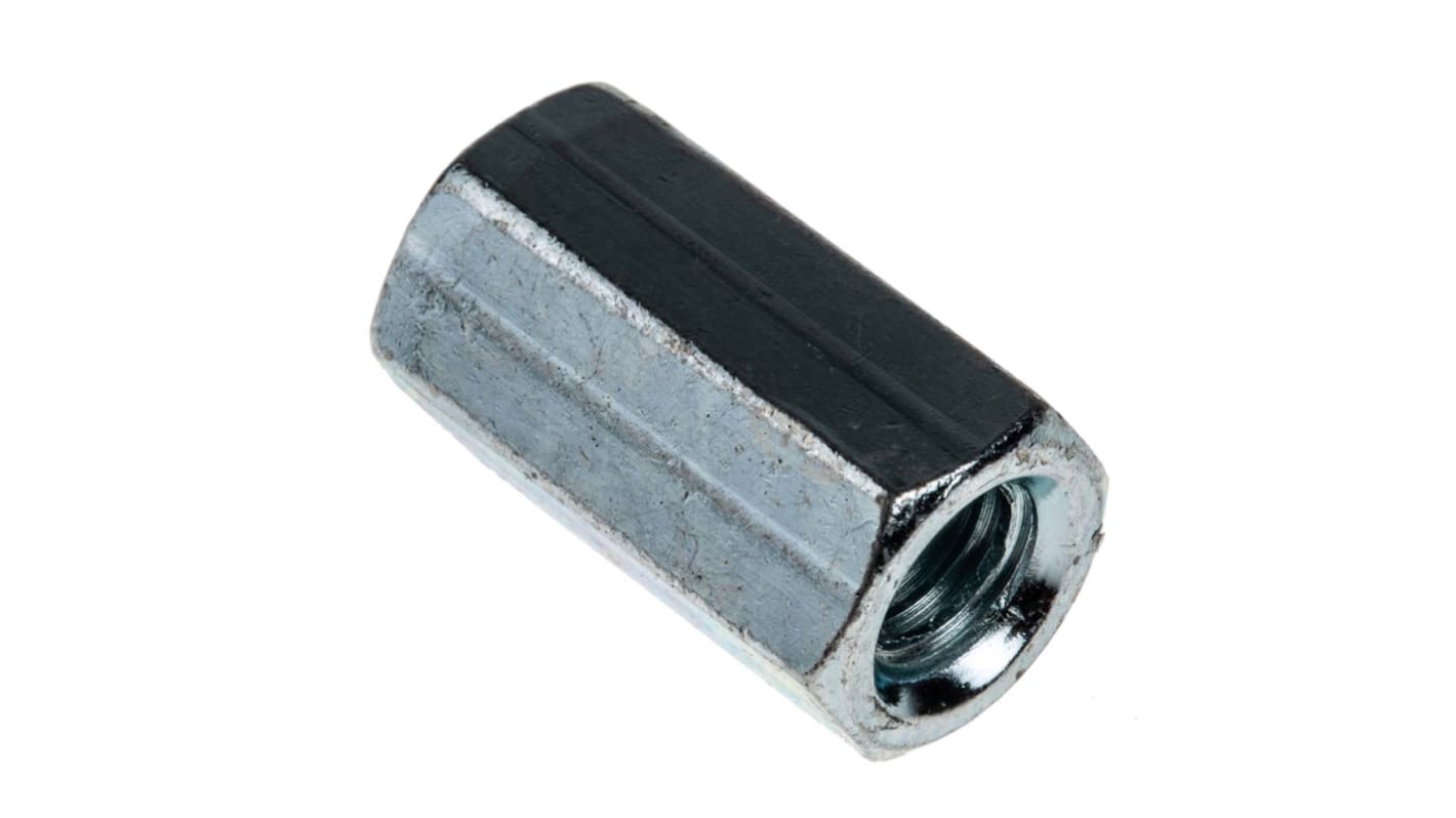 18mm Bright Zinc Plated Steel Coupling Nut, M6