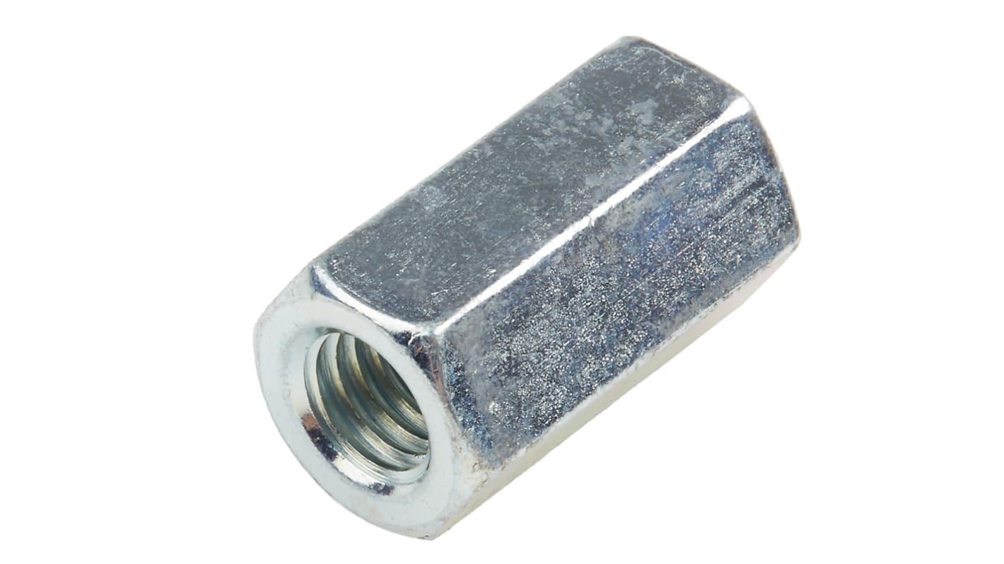 24mm Bright Zinc Plated Steel Coupling Nut, M8 RS