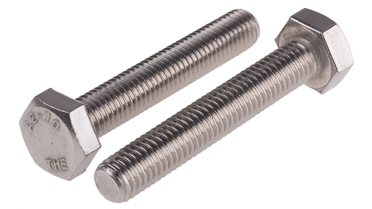 Plain Stainless Steel Hex, Hex Bolt, M10 x 60mm