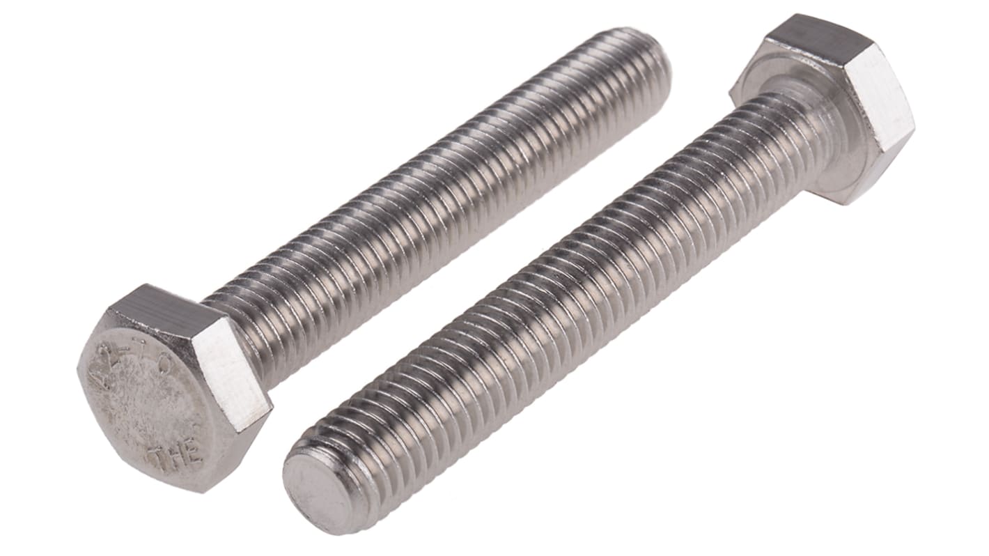 RS PRO Plain Stainless Steel Hex, Hex Bolt, M12 x 80mm