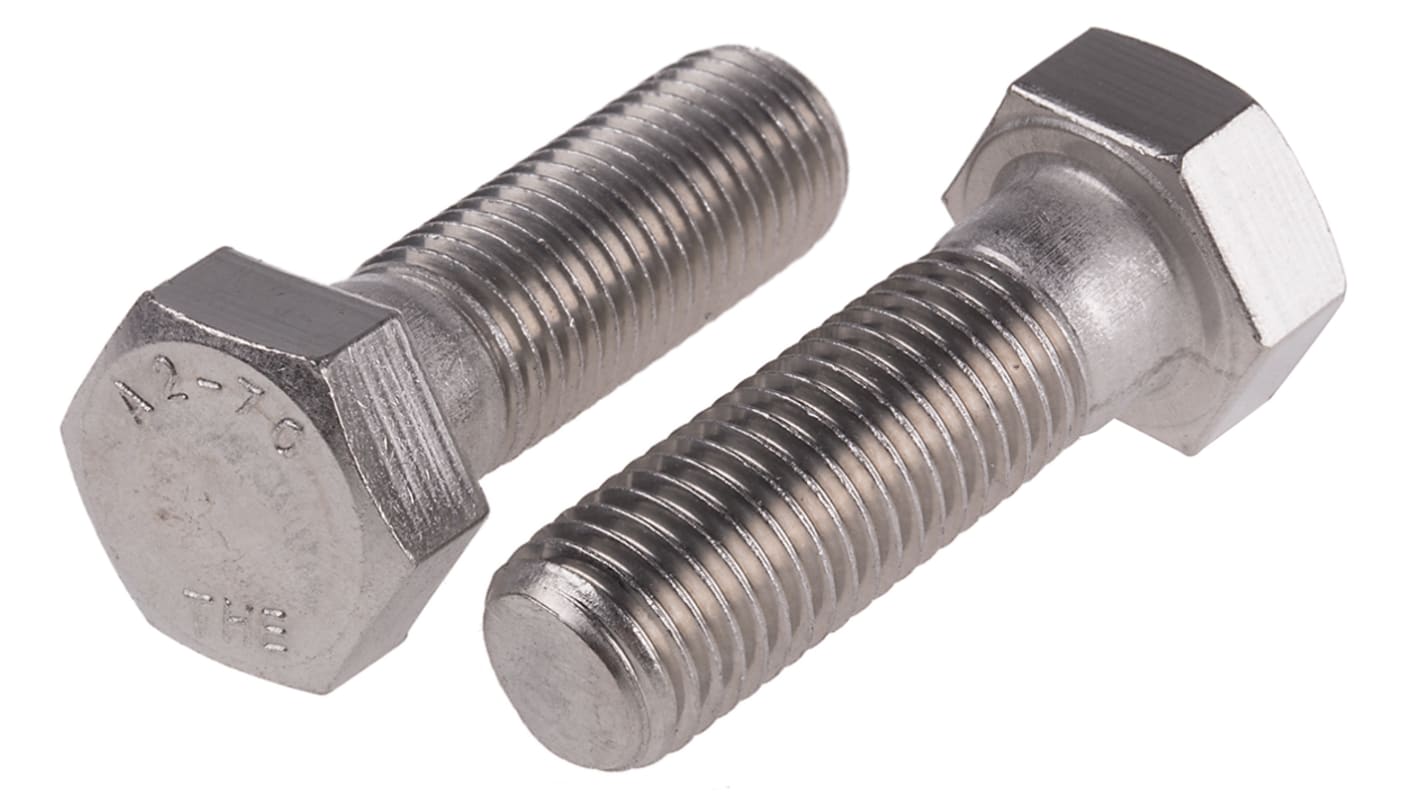 RS PRO Stainless Steel Hex, Hex Bolt, M16 x 50mm