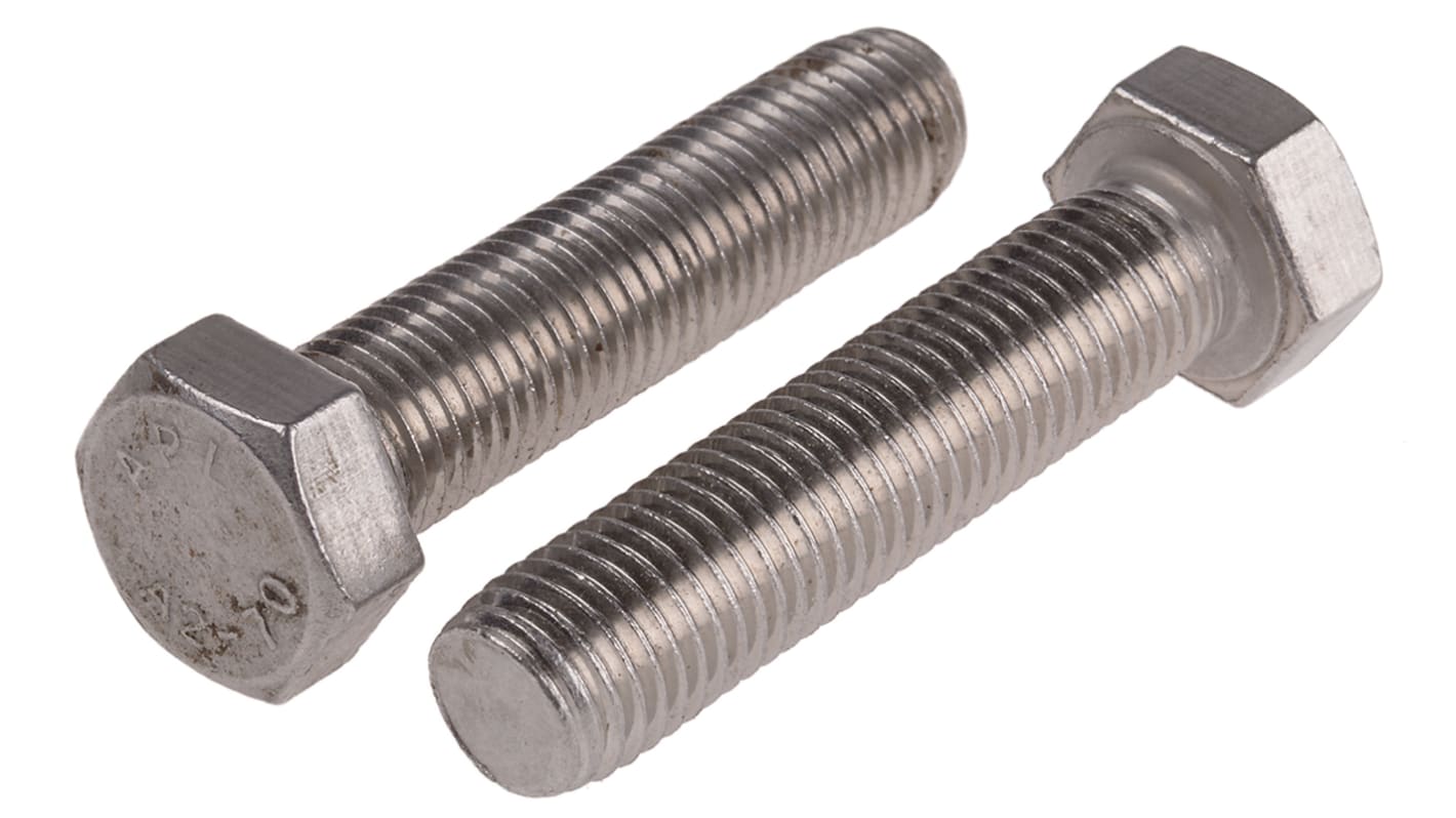 RS PRO Stainless Steel Hex, Hex Bolt, M16 x 70mm