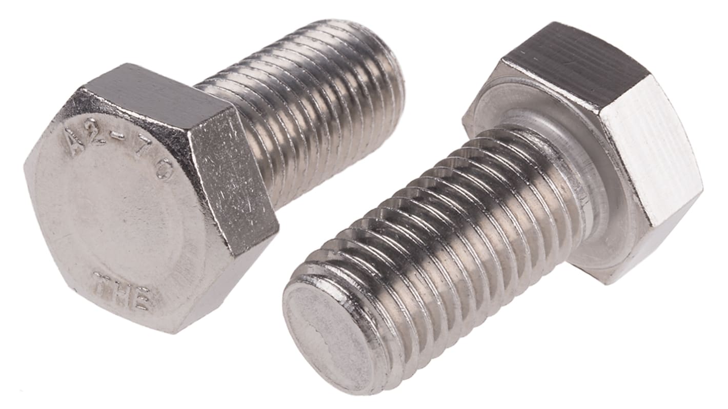 RS PRO Stainless Steel Hex, Hex Bolt, M20 x 40mm