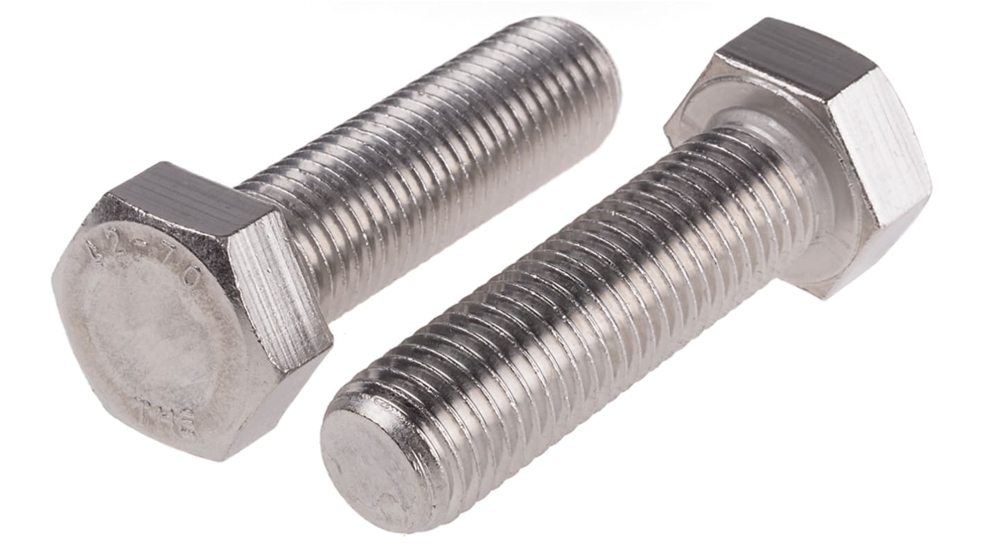 RS PRO Plain Stainless Steel Hex, Hex Bolt, M20 x 70mm