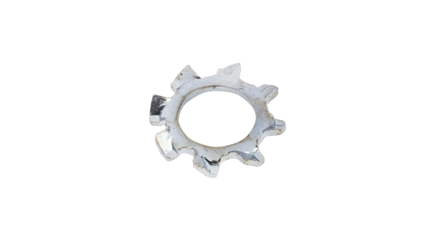 Bright Zinc Plated Steel External Tooth Lock Washer, M4