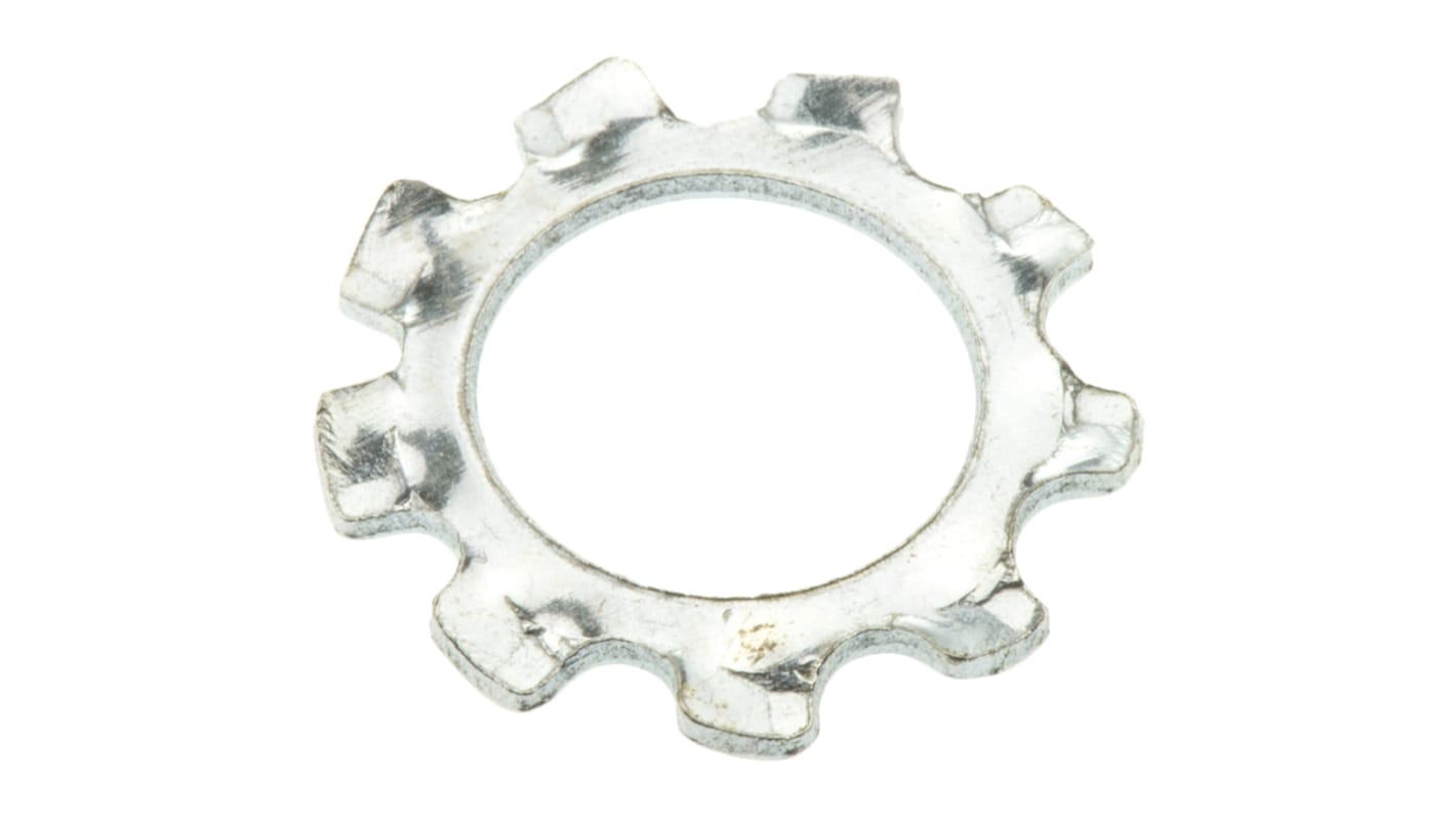 Bright Zinc Plated Steel External Tooth Lock Washer, M10 RS