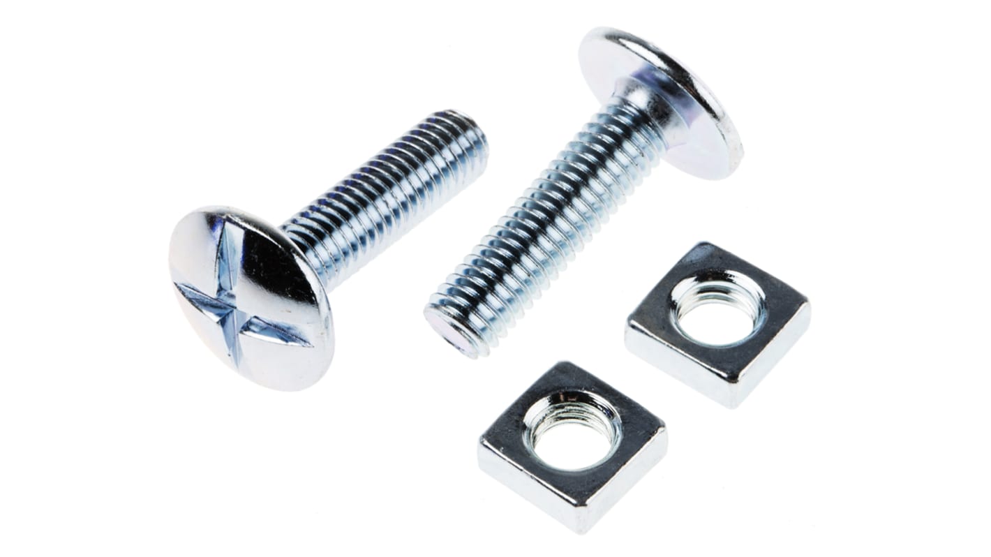 Bright Zinc Plated Steel Roofing Bolt, M8 x 30mm