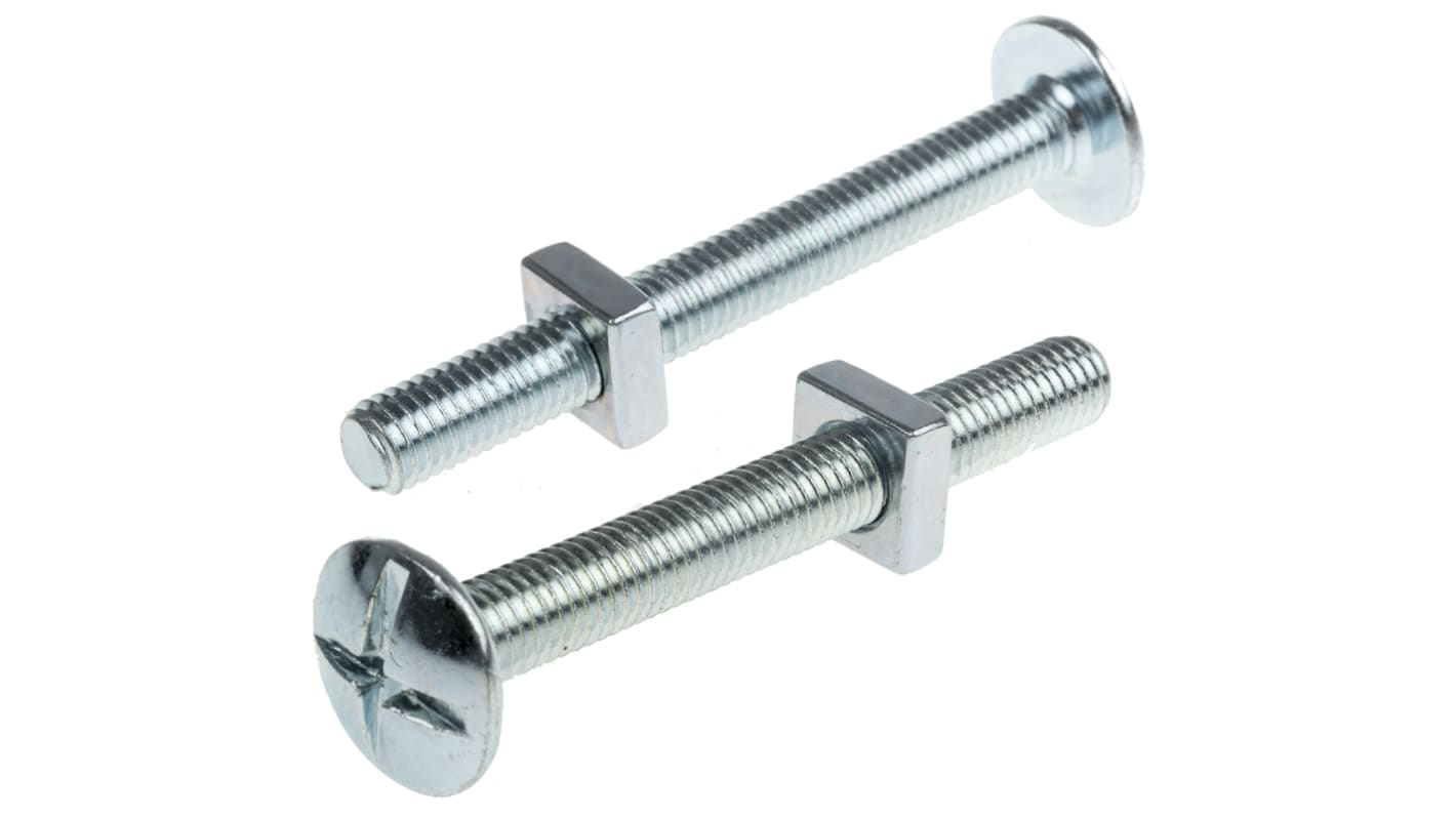 Bright Zinc Plated Steel Roofing Bolt, M8 x 70mm