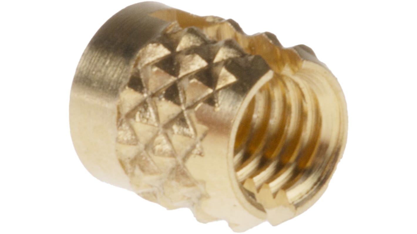 RS PRO, M3 Brass Threaded Insert diameter 4mm Depth 4.78mm