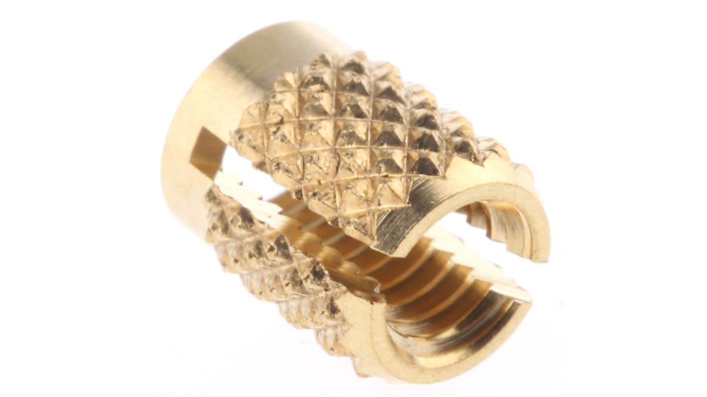 RS PRO, M3.5 Brass Threaded Insert diameter 4.8mm Depth 6.35mm RS