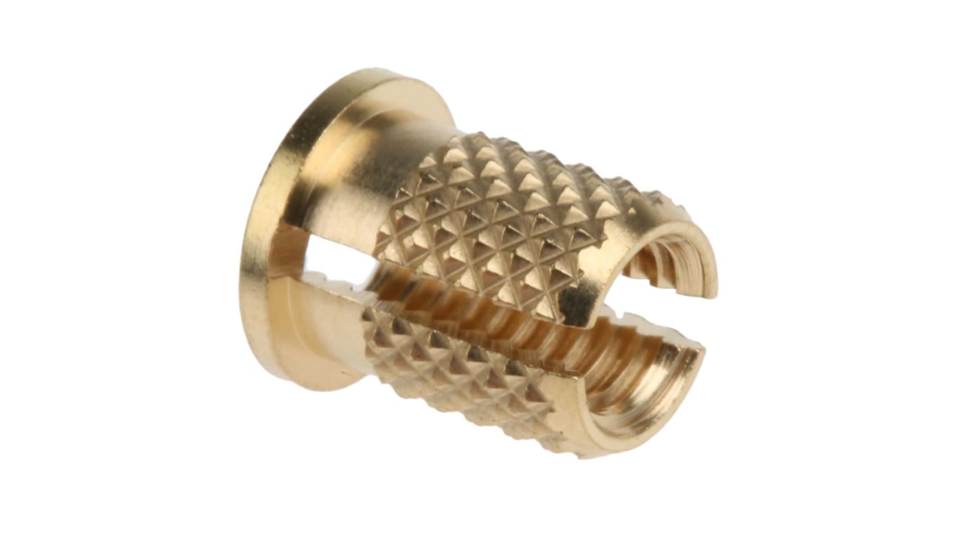 RS PRO, M5 Brass Threaded Insert, 8mm diameter 6.4mm Depth 9.53mm