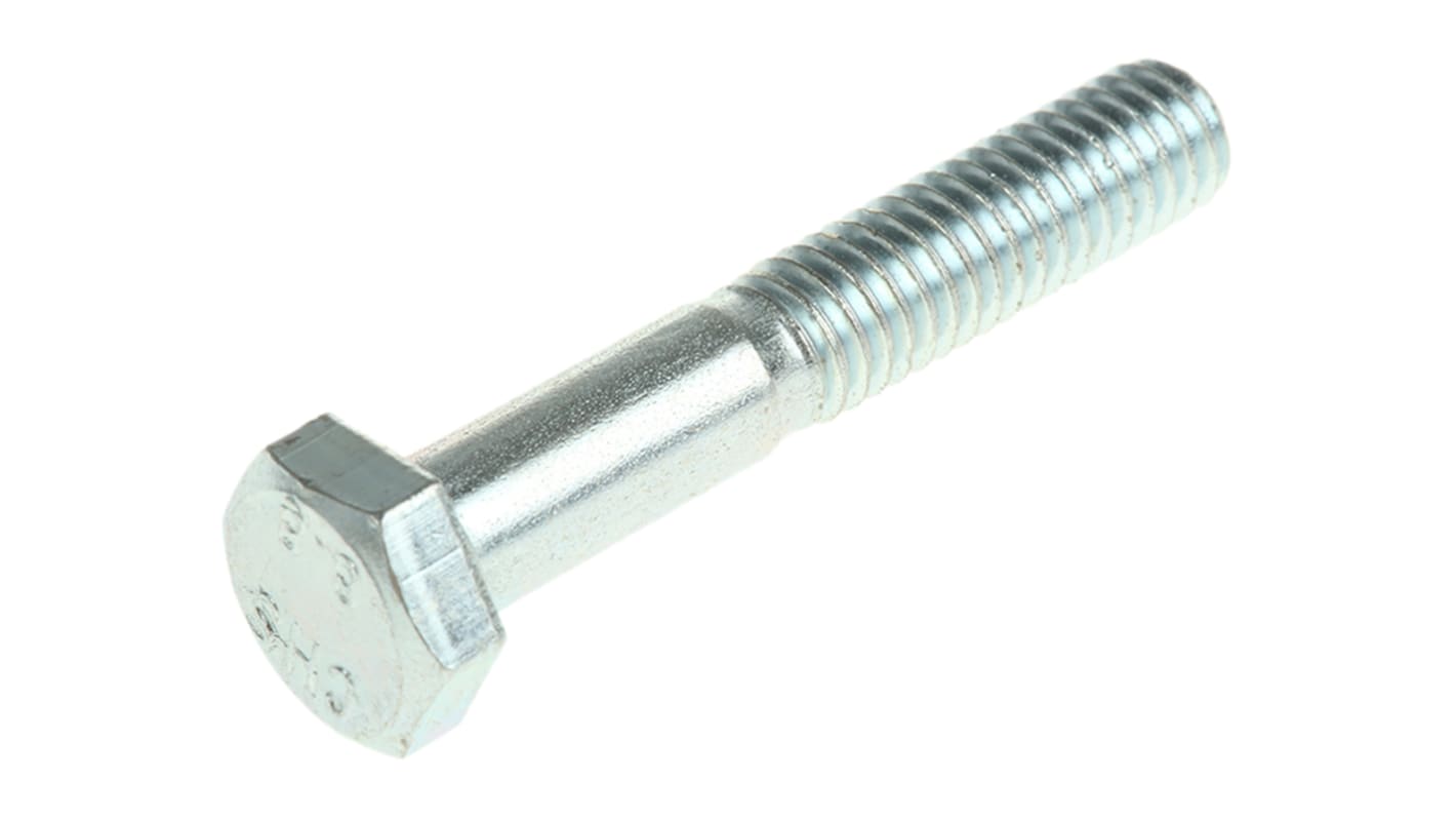 RS PRO Bright Zinc Plated Steel Hex, Hex Bolt, M6 x 35mm