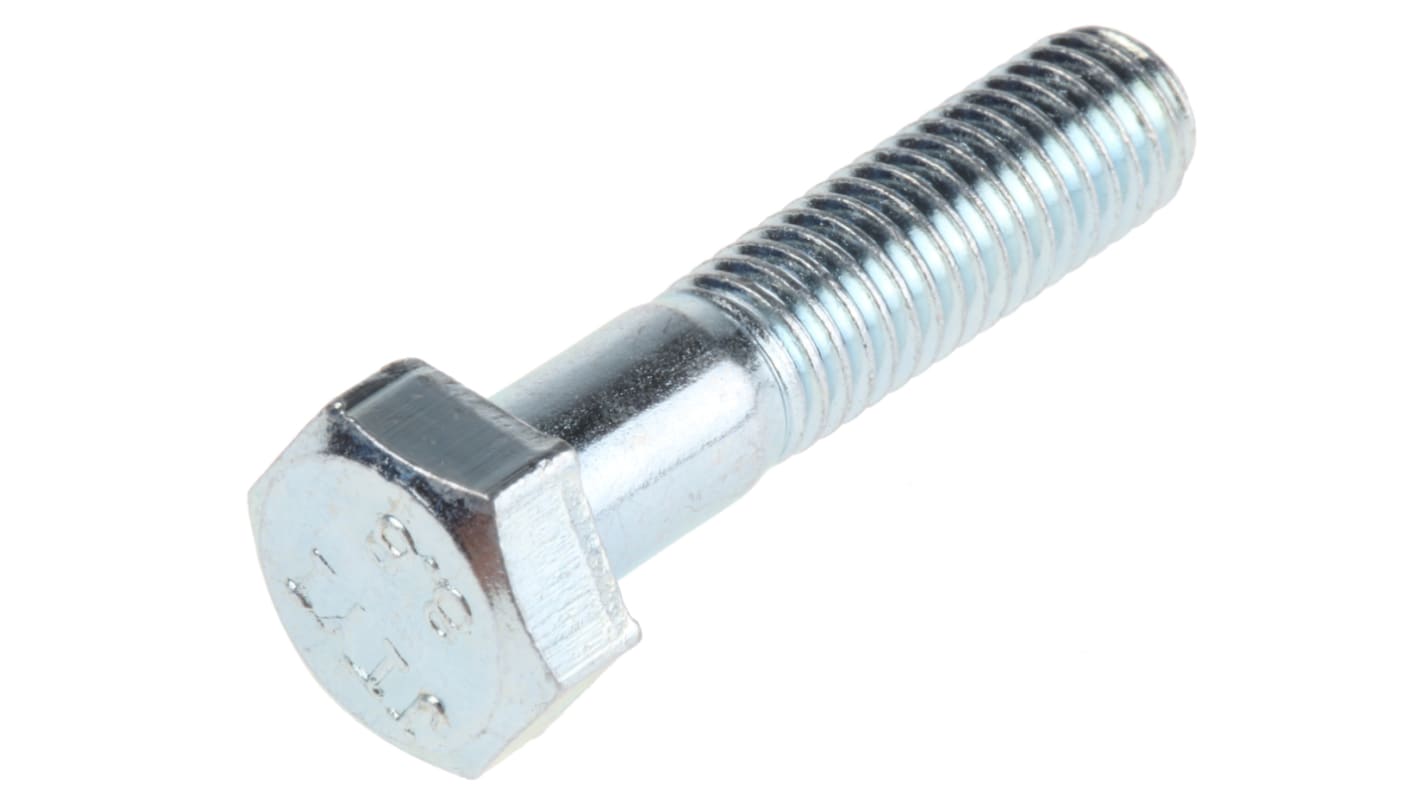 Clear Passivated, Zinc Steel, Hex Bolt, M8 x 35mm