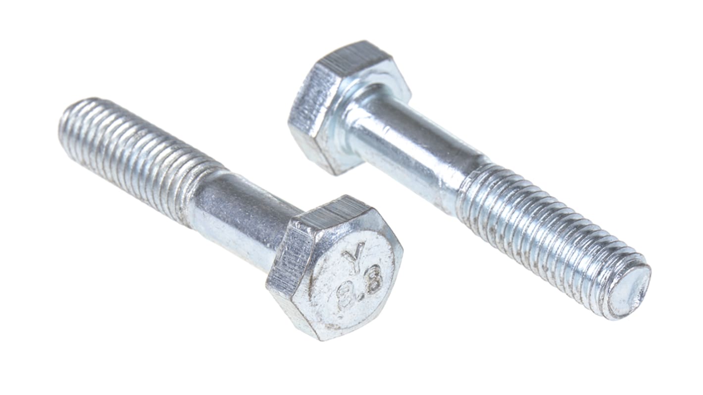 Clear Passivated, Zinc Steel, Hex Bolt, M8 x 40mm