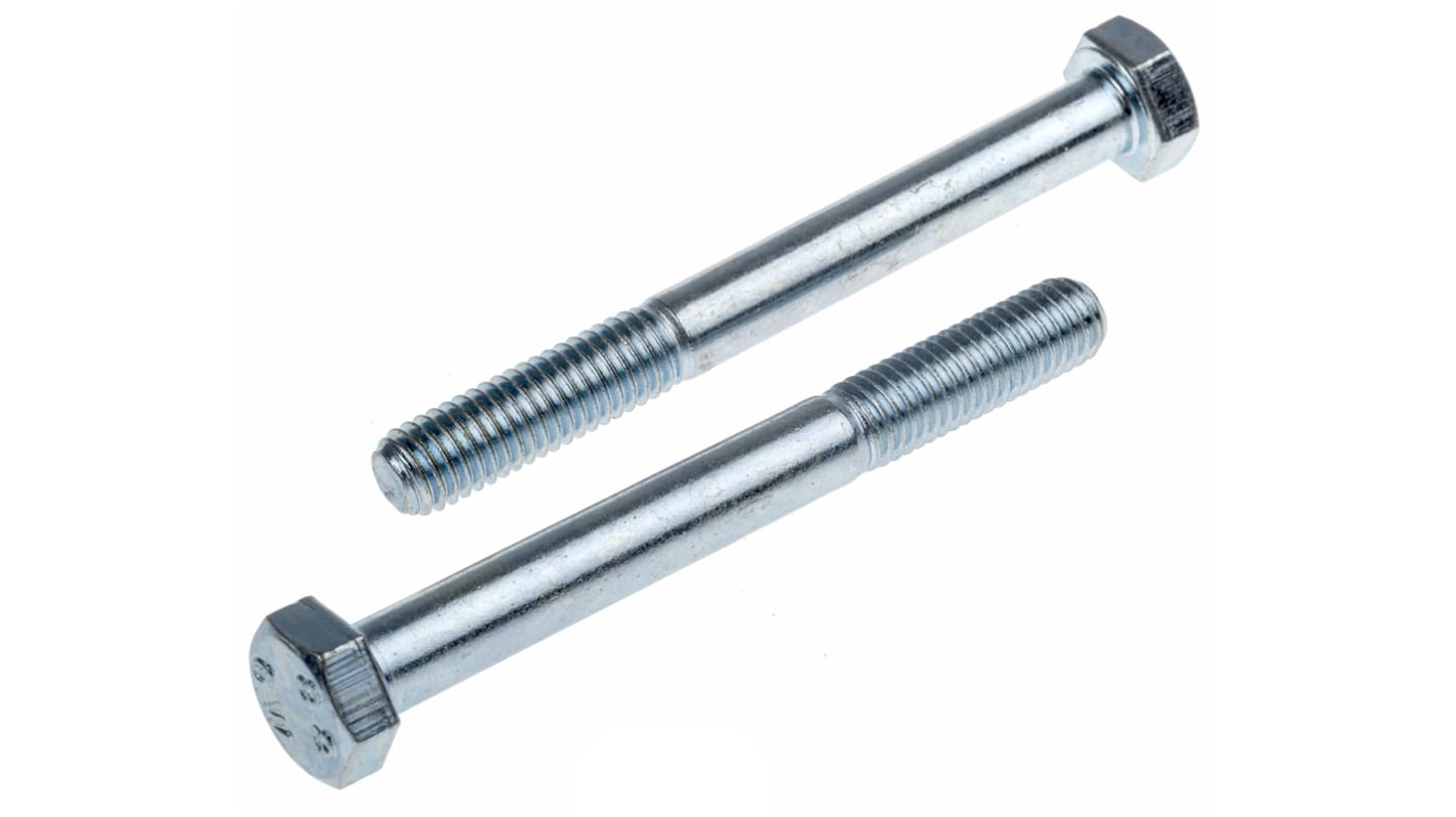 Clear Passivated, Zinc Steel, Hex Bolt, M8 x 75mm