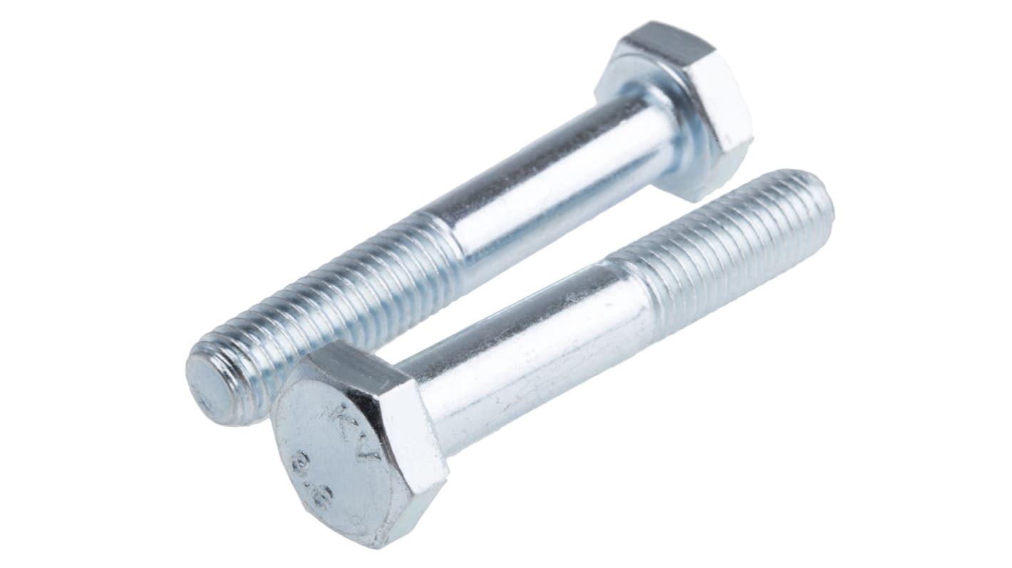 Clear Passivated, Zinc Steel, Hex Bolt, M10 x 60mm